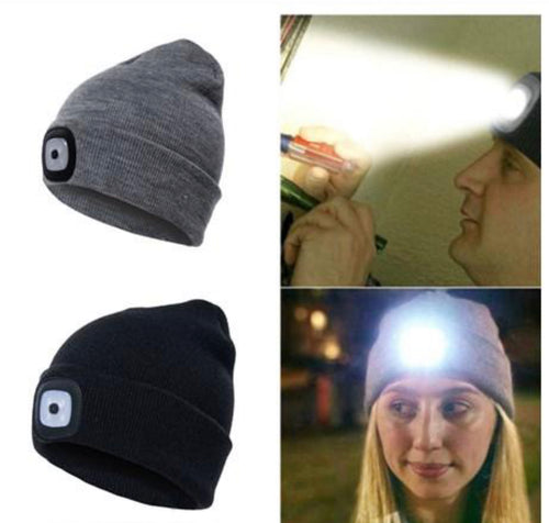 Beanie/Cap With Built-in LED Light (battery)