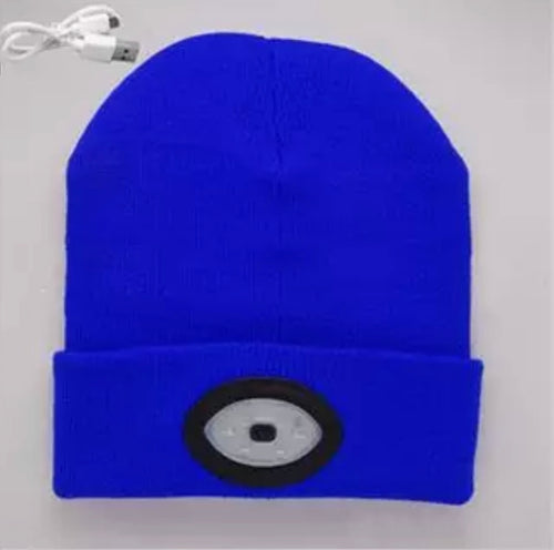 Beanie/Cap With Built-in Rechargeable LED Light (USB)